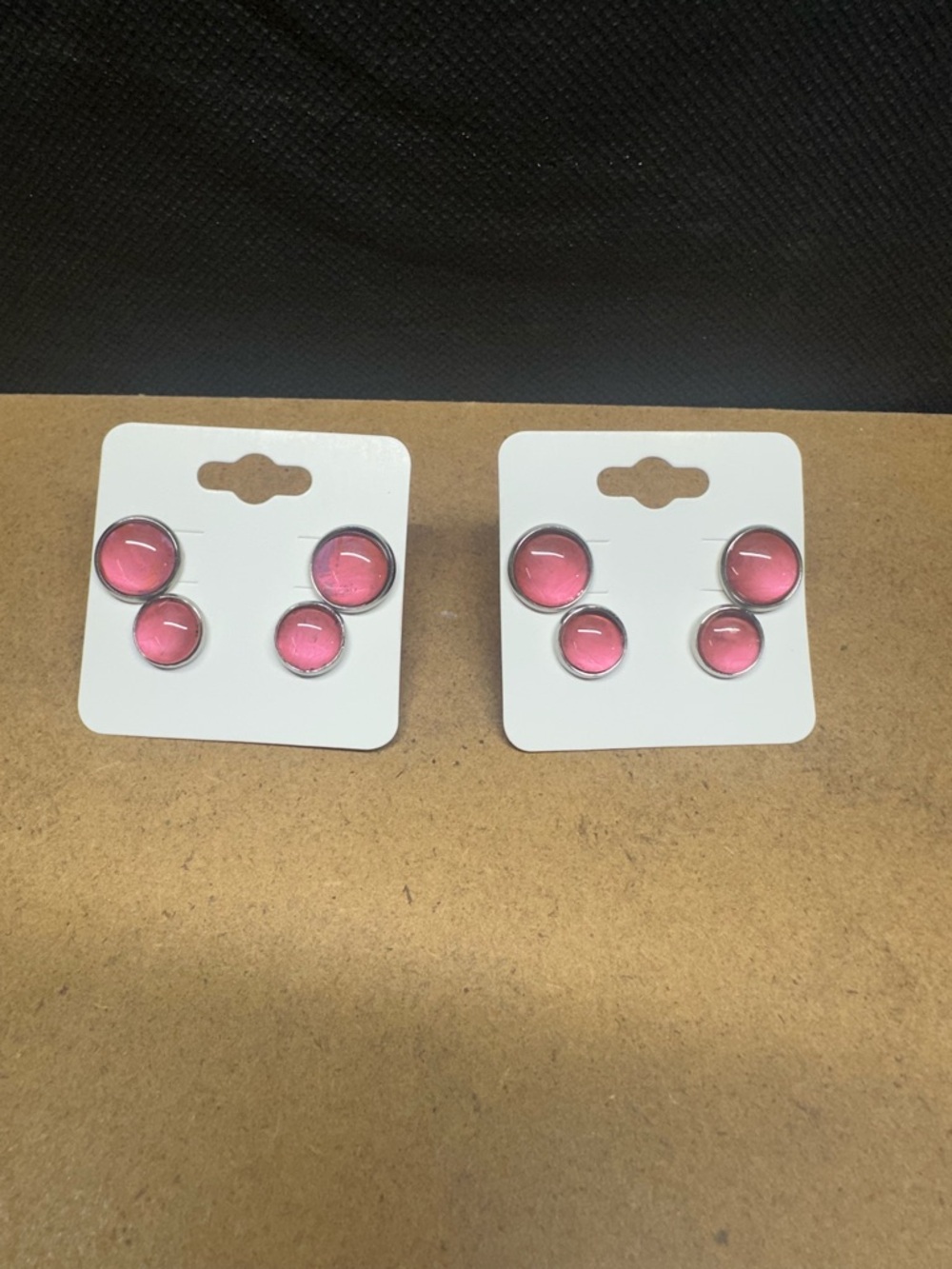 Pink Dome Stud Earrings